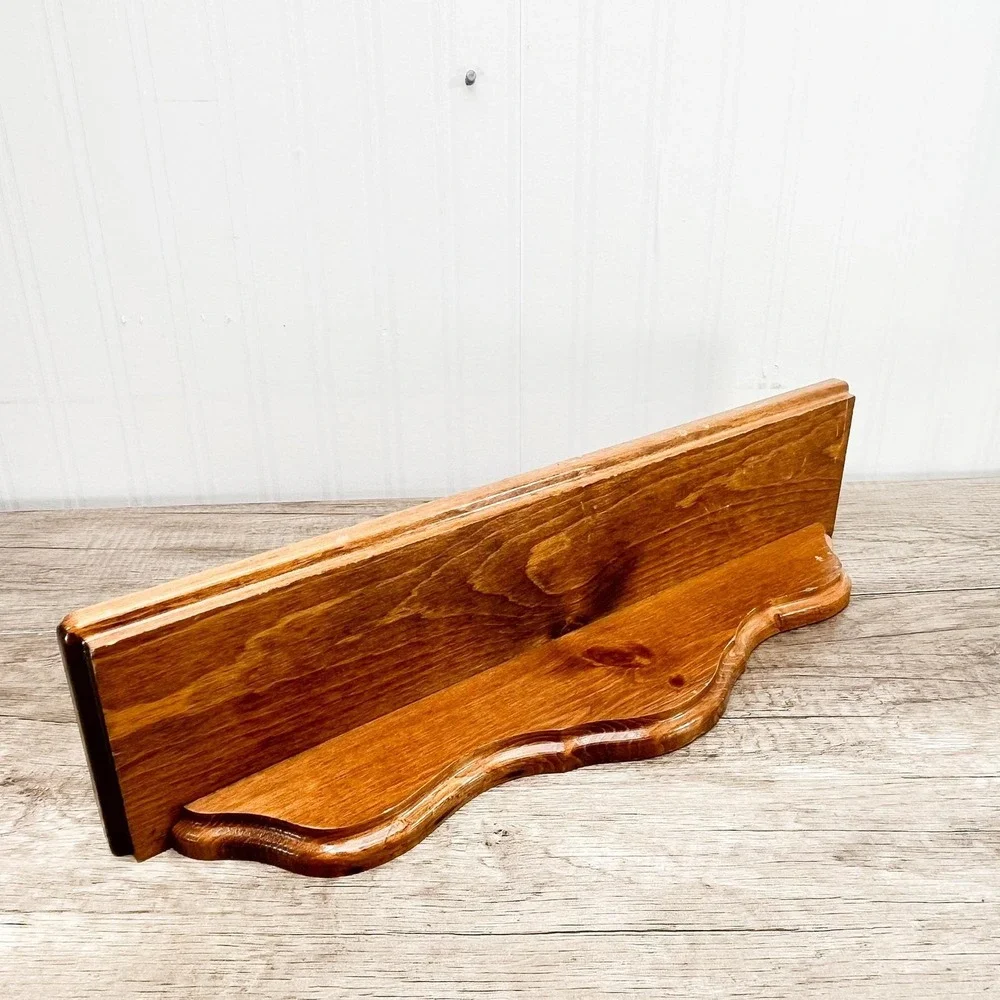 Mid-Century Modern Wood Curio Shelf - Small Vintage Trinket Display
